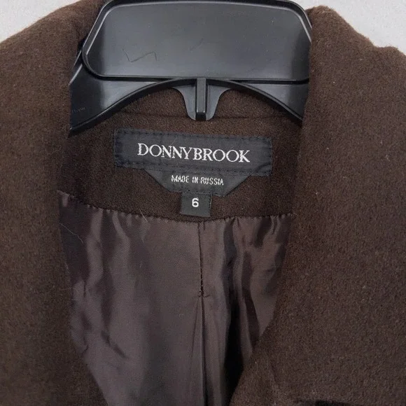 Vintage Donnybrook Coat Womens 6 Brown Wool Belted Mid Length Overcoat Classic - Picture 4 of 10